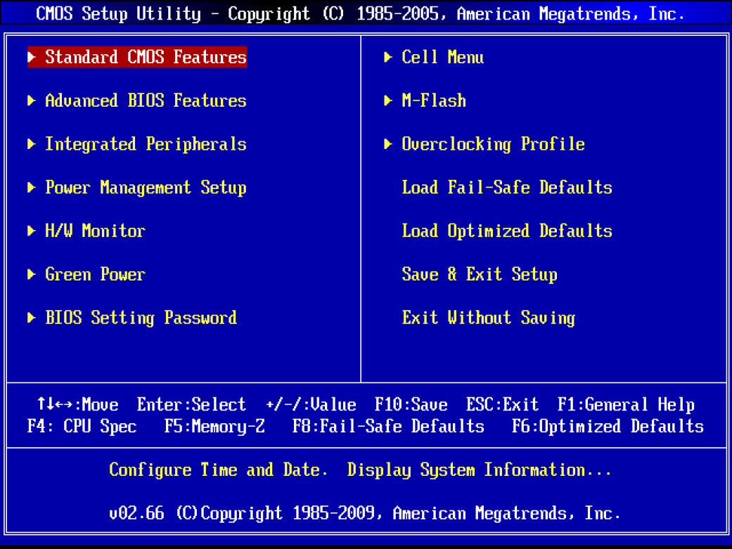 Typowy ekran BIOSu